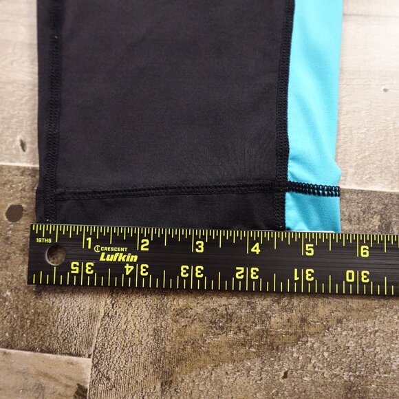 Athleta Colorblock Capri Leggings Women’s Large Black Blue 17.5” Inseam - Picture 10 of 12